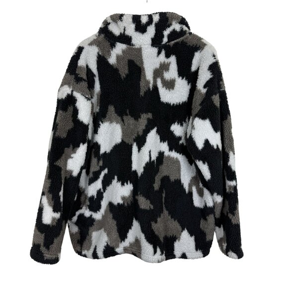 Eddie Bauer Sherpa Fleece Pullover Jacket Womens XXL Quarter-Zip Camouflage - Picture 5 of 9